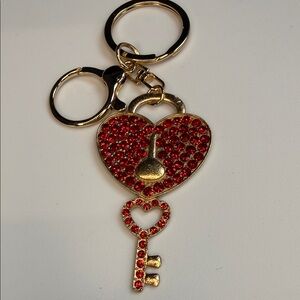 Mint Gold and Red Heart Key Holder